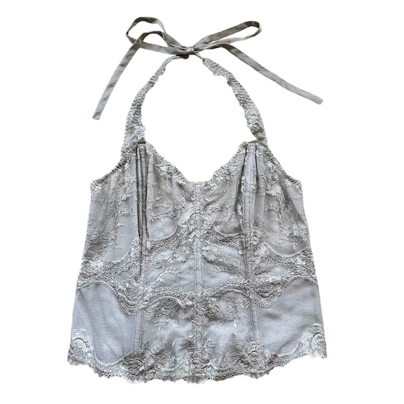 Victoria's Secret Other - Victoria's Secret Lace Corset Halter Light Gray Large